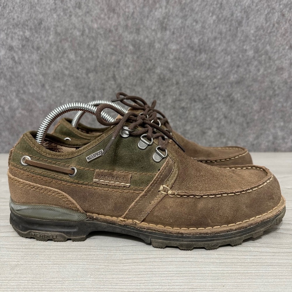 Merrell Palvai‎ Waterproof Mens Sz 9 Bison Brown Suede Leather Oxfords Shoes